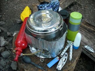 Camping stove, fuel bottle and accessories