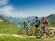 Family mountain biking in Les Arcs French Alps in Summer