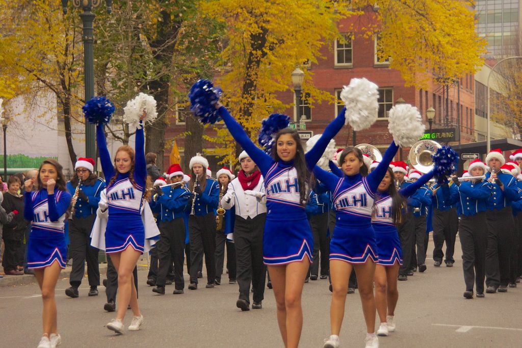 Majorettes baton twirling parade